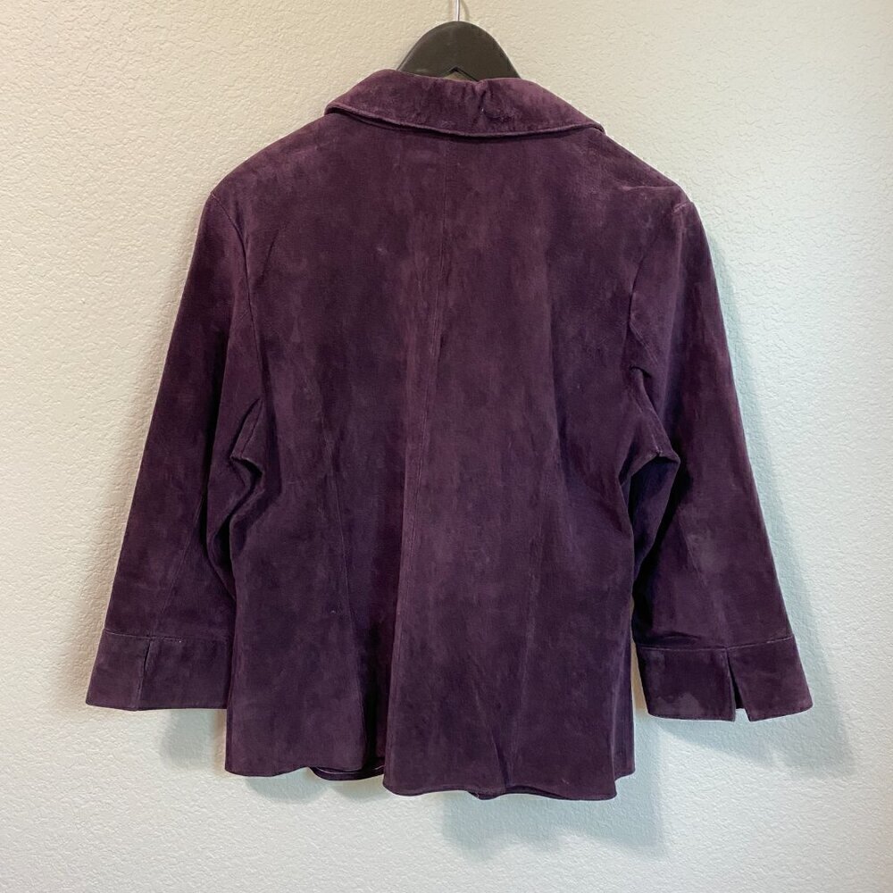 Coldwater Creek Eggplant Purple Genuine Suede Leather Jacket Medium - Picture 7 of 7